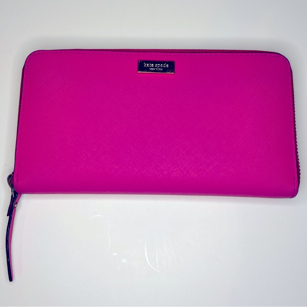 Kate Spade Large Full Zip Wallet Hot Pink (Pre-Owned)